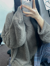 PATCH 🤎 LOOSE GIRLY OVER KNIT 🧸🤍🤎🖤4COLOR