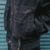 Bleach dyeing trucker jacket / Vintage purple