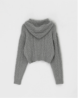 [MADE] ライミングケーブルフードニットジップアップ (50% Wool)