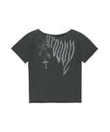 PIGMENT GROOVY ONE SHOULDER TEE_CHARCOAL