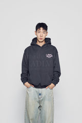 24FW ワールドツアースクリプトロゴフーディー チャコール