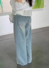 MR Washed Denim Wide Pants