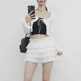 Bute frill cardigan + frill mini skirt set