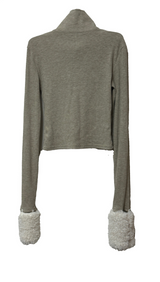 (Y2K/UNIQUE + HIP🧸🤎) FUR POINT BELT POINT HALF-ZIP WARMER