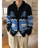 [Unisex] スノーカウチェーンウールニットジップアップ(2color)