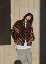 Wavy Gradation Fur Jacket