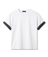 Rolled-Sleeve Cropped Short-Sleeve T-Shirt White
