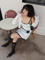 チェックシースルーニーソックス (IVORY, BLACK 2COLORS!)