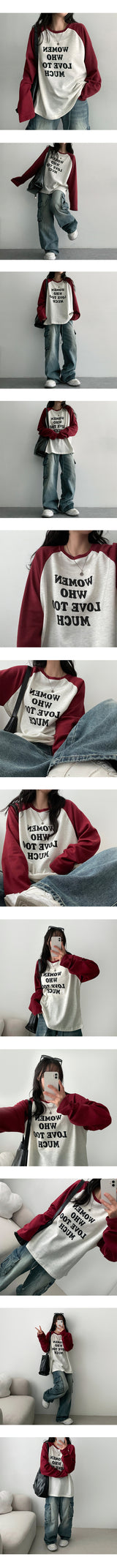 ウェビーレタリングラグラン長袖Tシャツ (3 colors)