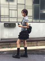 Leahn Frill Tiered Banding Mini Skirt