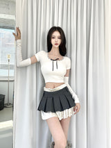 1132. Melting ribbon crop T warmer set (2color)