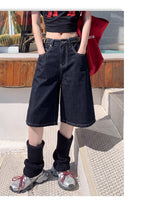 Heritage Retro Adjustable Waist Denim Bermudas