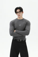 Slim Fit Ribbed Knit Sweater