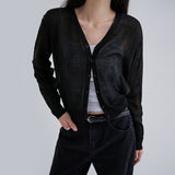 [Polia] Sheer V-neck Long Sleeve Cardigan - 8color