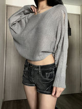  Bohemian damage crop long sleeve knit (5 colors)