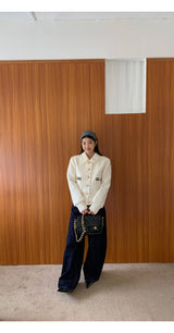 Gold button quilting jacket cardigan