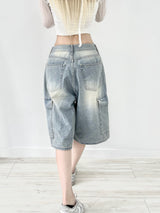 1321. Bermuda demin cargo washing pt (2color)