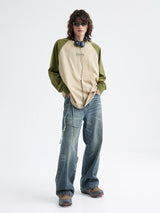 Washed-out vintage-style slightly flared ストレートレッグジーンズ