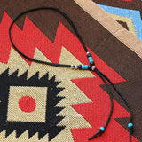 leather & turquoise beads necklace black