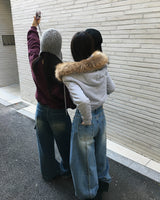 [ORIGINAL] POE Fur Hood 2-Way Zip-Up Hoodie