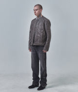  BIKER WASHING LEATHER JAKET L1 (GREY)