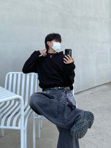 Louis High-Neck Muji Cropped Hoodie 3C