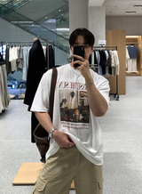 レオデジタル The Sun プリントオーバーフィット半袖Tシャツ