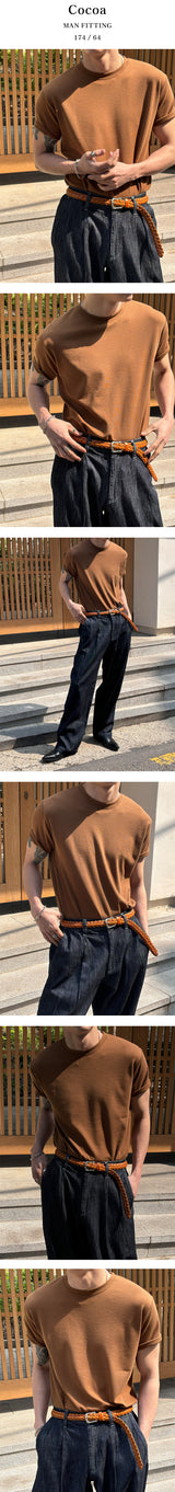 [S/S] ボンディングマッスルハーフニットTシャツ(10color)