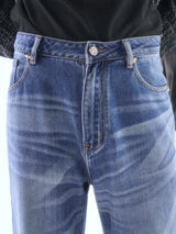 ICE BLUE HOT-FIX RHINESTONE CRINKLE WHISKER BOOTCUT JEANS