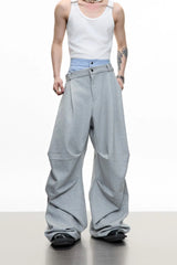 Wrinkled Patchwork Layered Trousers