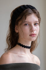 Black silky crochet knit choker