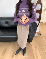 Purple Snow Turtleneck Cropped Knitwear