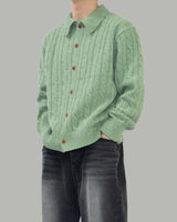 Pie knit collar cardigan