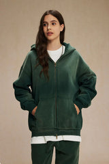 ビンテージスプレーダイドジップアップフーディー  Green