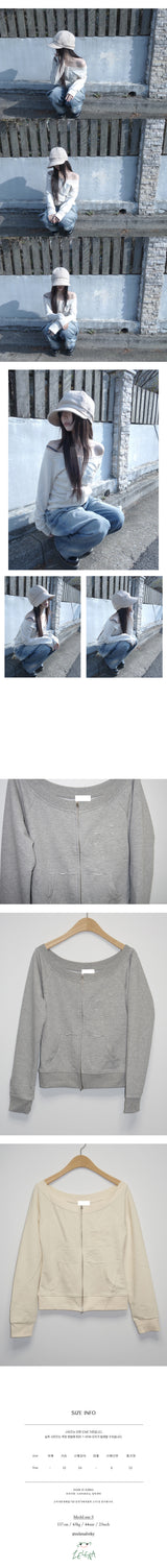 of off-shoulder zip-up