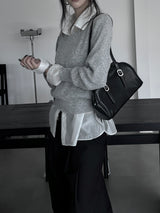 minimal basic V-neck knit (2color)