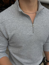 Vice shoulder half-zip muscular sleeve T-shirt