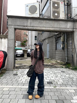 Levi Cross Slit Stitch Denim Pants