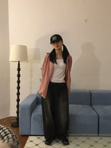 wide black denim pants (1color)