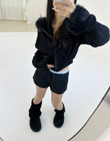 (STRETCH♥/FLEECE♥) Y2Kウールローライズマイクロショートパンツ