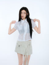 PLEATES WRAP SKIRT [IVORY]