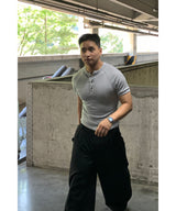 (Muscle Fit) ループヘンリーネックリブショートスリーブ