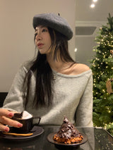 [MADE] Fulls cashmere unbalanced off-shoulder knitwear