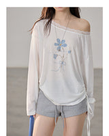Vintage Summer Sun-Guard Off-Shoulder Lace Top