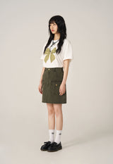 レタリングリボン半袖Tシャツ