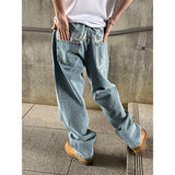 [Unisex] Handling stitch wide denim pants(3color)