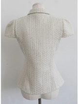 TWINKLE TWEED PUFF JACKET BLOUSE IN DARK BEIGE