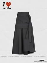 unbalanced side strap casual long skirt