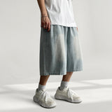Kfer Banding Track Line Washing Denim Bermuda Shorts
