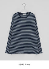 [ユニセックス]ケンッパストライプオーバーラウンドロングスリーブTシャツ